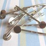 10pcs Bobby Pins With 10mm Pad - Silver